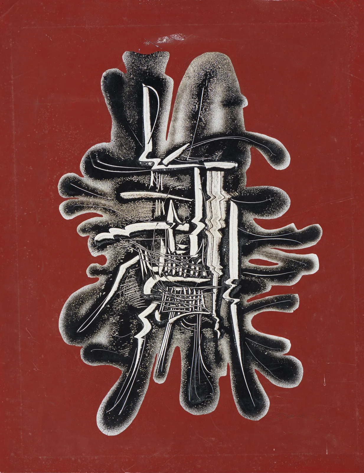 Abstraction — encre et gouache — 46×50 cm — 1970