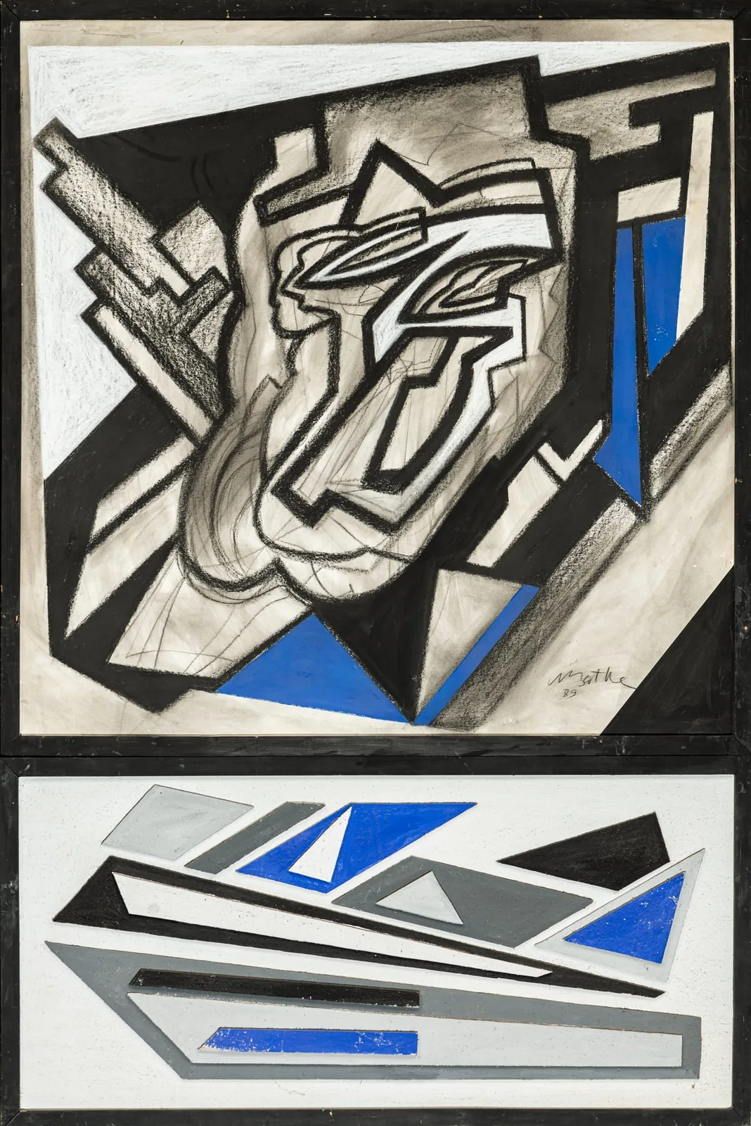 Cartographie du visage — craie et peinture sur toile et bois — 130×200 cm — 1988