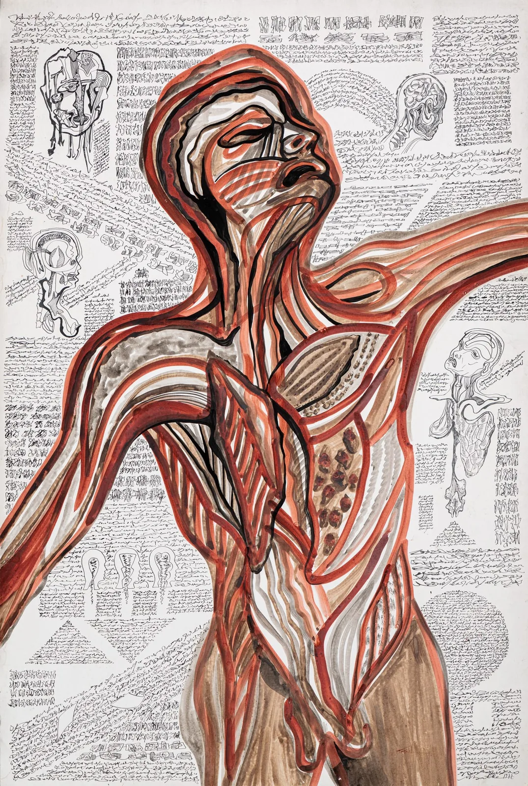 Psychophysiographie — encre et acrylique sur papier — 80×120 cm