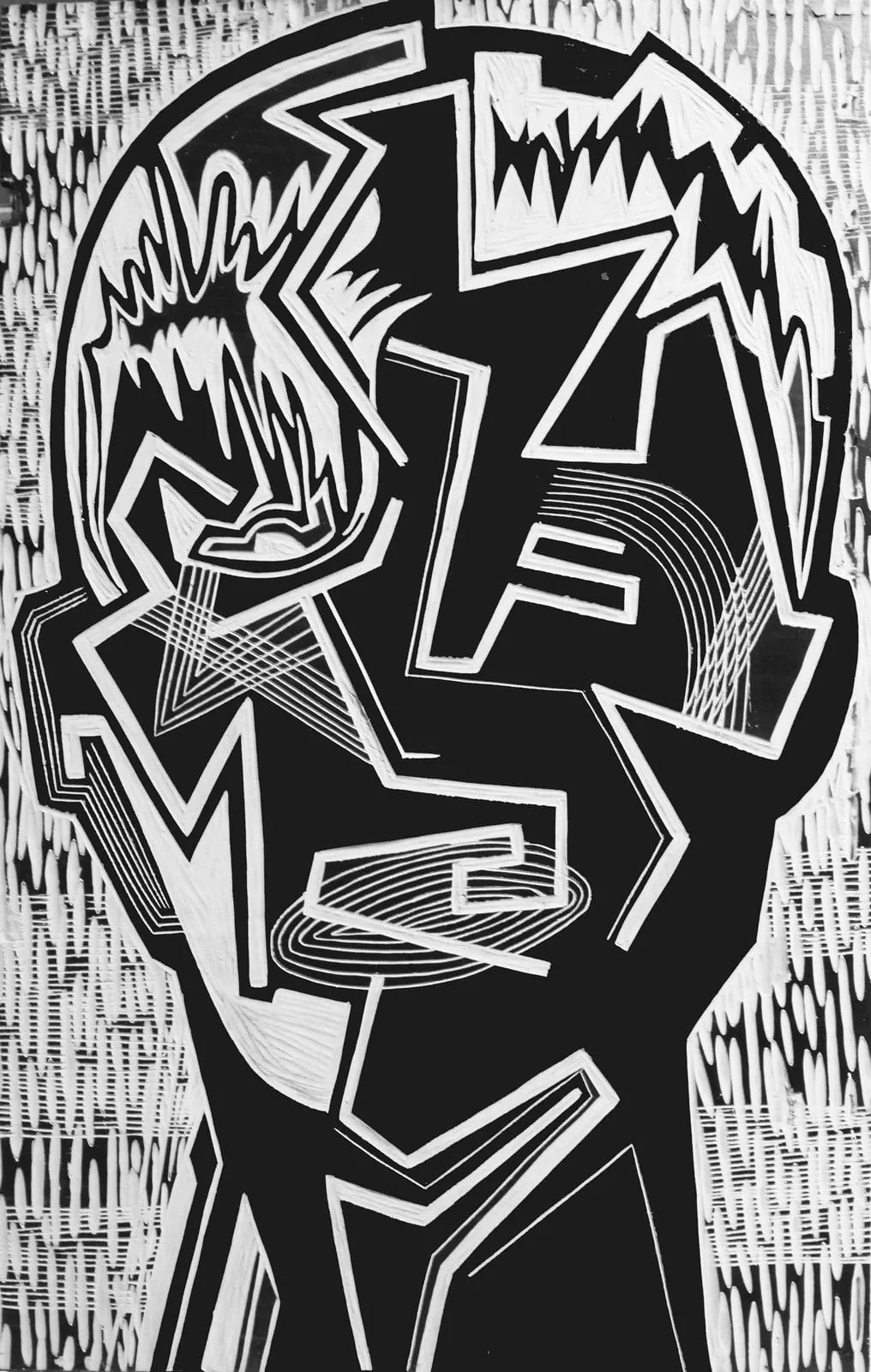 Tête 3 — gravure sur bois